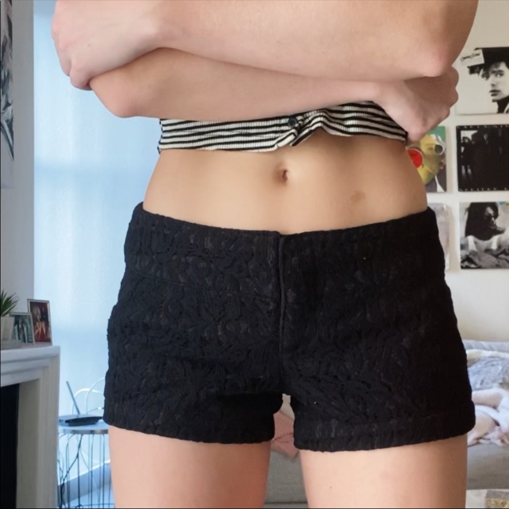 Black embroidered shorts